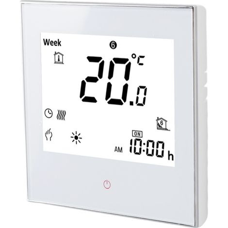 Thermostat électrique programmable avec écran tactile LCD, boîtier PC et ABS, blanc, 95-240 V CA (1/5)