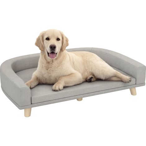 Canapé pour chien surélevé 98 x 67 x 25 cm assise moelleuse déhoussable design scandinave accoudoirs en polyester gris (1/5)