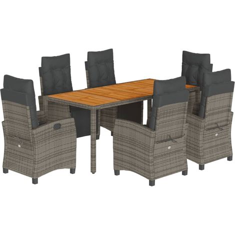 Maison Exclusive - Set comedor jardín 7 pzas y cojines ratán sint (1/5)