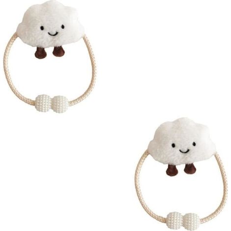 Embrasses à Rideaux, Set von 2 – Cartoon-Wolken-Clips – Haken und Ringe, Weiß
