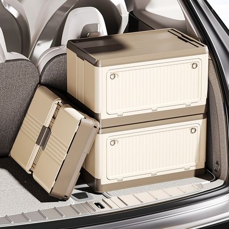 Caisse de rangement pliable avec roues PP [Modèle Premium] : Boîte à roues avec couvercle et anse pour une organisation optimisée dans toute la maison (noir) (1/5)