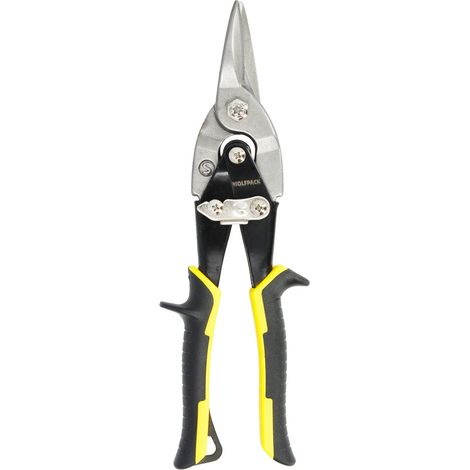Tijeras Chapa Corte Central 250 mm. Hoja Acero Al Carbono, Mangos Engomados, Con Dientes Serrados, Cortachapa, Tijera Aviacion (1/4)