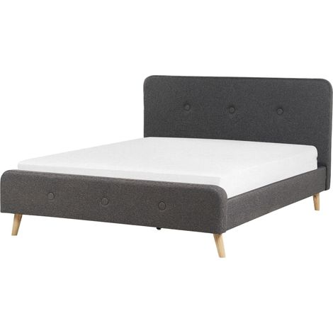 Sommier et Cadre de Lit Double 160 x 200 cm en Tissu Gris Style Moderne Rennes (1/5)