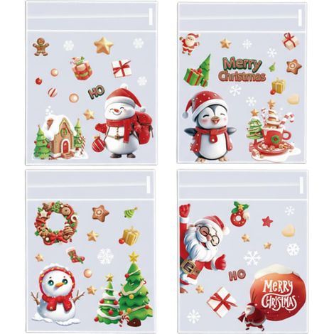 200 Pièces Sacs Autocollants En Cellophane De Noël, Sachets Transparents Pour Biscuits,Sachet Bonbon Noel,Sachet Plastique Transparent Pour Bonbons Et Chocolats(A) (1/5)