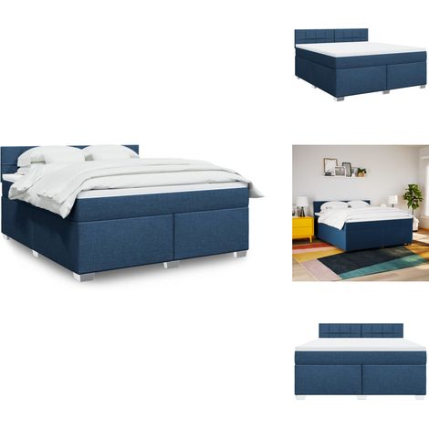 Boxspringbett mit Matratze Blau 180x200 cm Stoff - Boxspringbett - Boxspringbetten - Bett - Bett Mit Stauraum (1/5)
