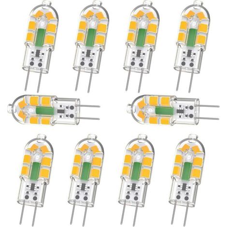 G4 Light Bulb, 2W 200LM G4 LED Bulb, Equivalent to 20W G4 Halogen Bulb, Warm White 3000K, AC/DC 12V, Flicker-Free, Non-Dimmable, 10 Pack (1/5)