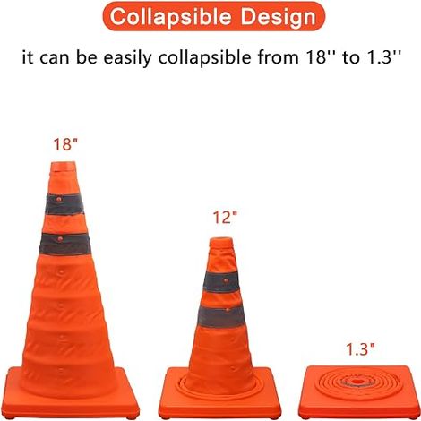 Safety Cone with Reflective Safety Cones, Orange (1/4)