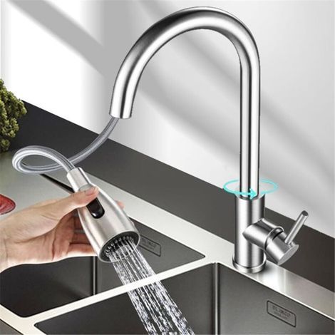Installer un robinet de cuisine flexible , un robinet mitigeur extractible , un robinet de cuisine blanc chaud et froid , un robinet mitigeur à ressort avec douchette (1/3)