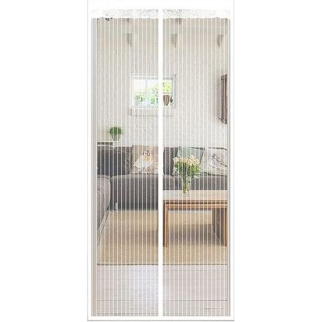 Aimants pour rideau anti-insectes à fixation magnétique — Installation sans clous ni vis — Dimensions du rideau : 100 × 210 cm (blanc) (1/5)