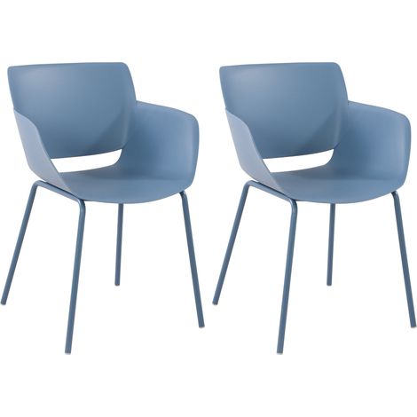 Lot de 2 chaises pour intérieur ou extérieur en plastique couleur bleu en acier thermolaqué 100007309 (1/5)