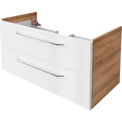 FACKELMANN Milano Waschtischunterschrank 100cm - Weiß Hochglanz - (1/5)
