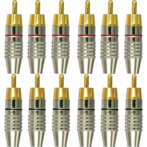 12Pcs RCA Connecteur male,Connecteurs Audio vidéo RCA,RCA Terminal connecteur Audio,RCA connecteur à sans soudure,Connecteurs RCA Plug Jack-LIAIKI (1/5)