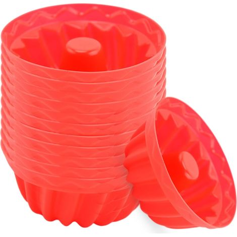 Caissettes Muffin Silicone pour Cuisson - Moules Cupcake Cuisson Caissettes Cupcake Moules Pâtisserie Réutilisables Antiadhésifs, 12 Pièces,Parent,Red12pcs (1/5)