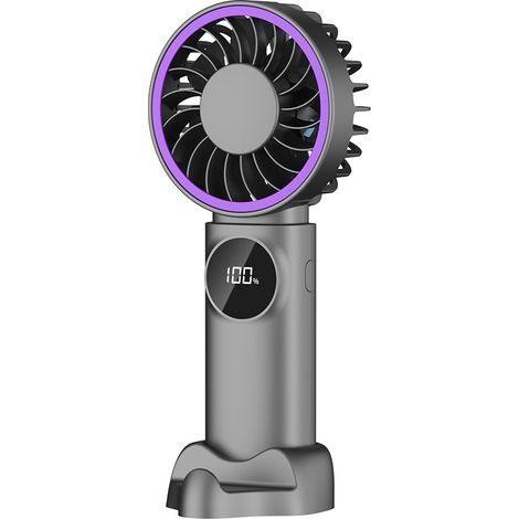 Ventilador portátil - 100 velocidades - Nivel de ruido inferior a 36 dB - Dimensiones19 x 9,3 x 3,7 cm - Material HIPS - Gris (1/5)