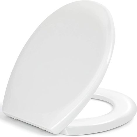 Toilet Seat, Soft Close Toilet Seat White with Quick Release for Easy Clean, Top Fixing, Stay Tight Toilet Lid Oval Shape, Heavy Duty Urea-Formaldehyde Anti-Bacterial Material (1/5)