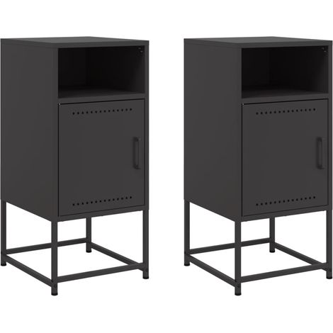 Maison Exclusive - Nachttische 2 Stk. Schwarz 36x39x78 cm Stahl