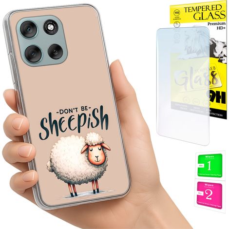 Funda para Motorola Moto G56 con foto, diseño de oveja y cristal. (1/5)