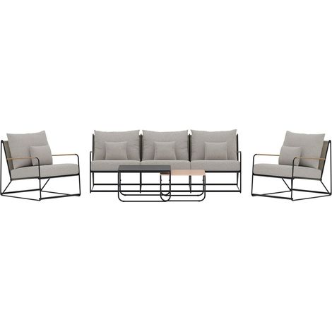 Salon de Jardin 5 Places "Palazzo" 209cm Beige & Noir (1/3)