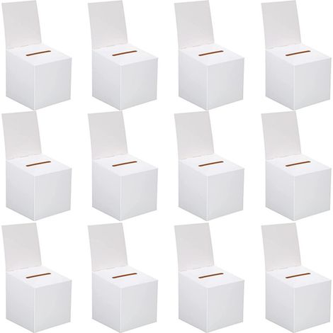 24er-Packung Wahlurnen aus Pappe mit Einwurfschlitzen, 15,2 x 15,2 x 15,2 cm, Spendenboxen für Fundraising-Aktionen, Sammelkarten und Abstimmungen (1/5)