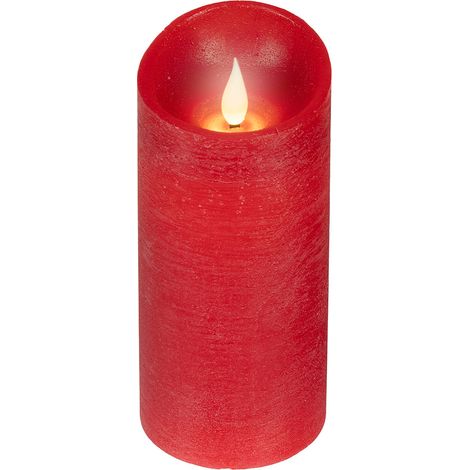 Candela LED in cera effetto fiamma D 7,5 cm altezza 17 cm rosso Peraga Christmas