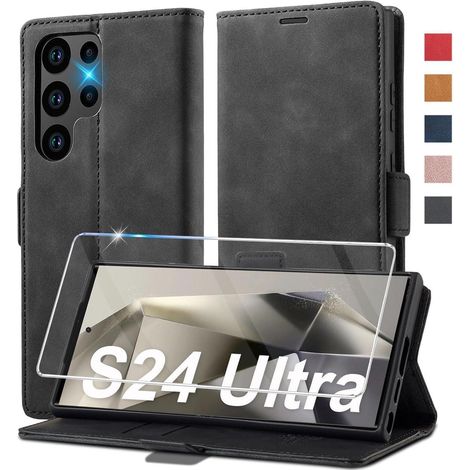 Coque portefeuille en cuir pour Samsung Galaxy S24 Ultra avec béquille et porte-cartes (1/5)
