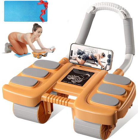 Roue Abdominale,automatique roue abdominale avec support coude Appareil d'entraînement abdominal à rebond automatique,4 roulettes,musculation,Avec support pour téléphone portable (1/5)