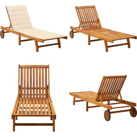 Sonnenliege mit Auflage Akazie Massivholz - Holz-Sonnenliege - Gartenliege - Akasienholzsitzmöbel - Lounge Chair - Gartenmöbelset - Home & Living (1/5)