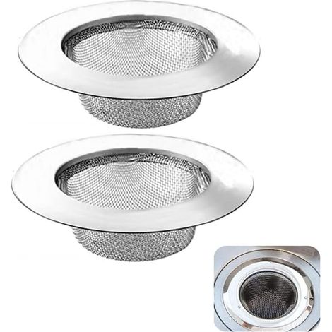 Juego de 2 coladores de desagüe, colador de desagüe de acero inoxidable, colador de desagüe de 11,3 cm, colador de fregadero, colador de fregadero de cocina (1/4)