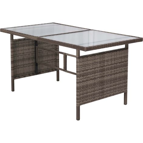 Tisch 150 x 90 cm Stahlgestell mit Kunststoffgeflecht