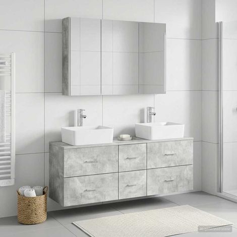 vidaXL Juego de muebles de baño 4 uds. Gris Hormigón (1/5)