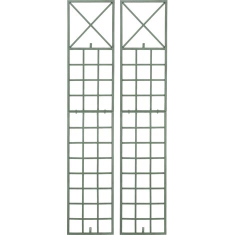 Set di 2 tralicci decorazione murale rose da giardino piante rampicanti verde invecchiato metallo 100003850