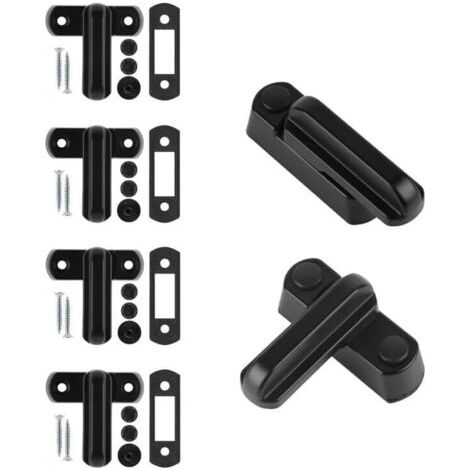 Sash Jammer Serrure de Fenêtre Supplementaire,4 Serrures de Porte Fenêtre Bloquer en Alliage d'Aluminium avec 8x vis,Sécurité Domestique,d'Enfant, Noir