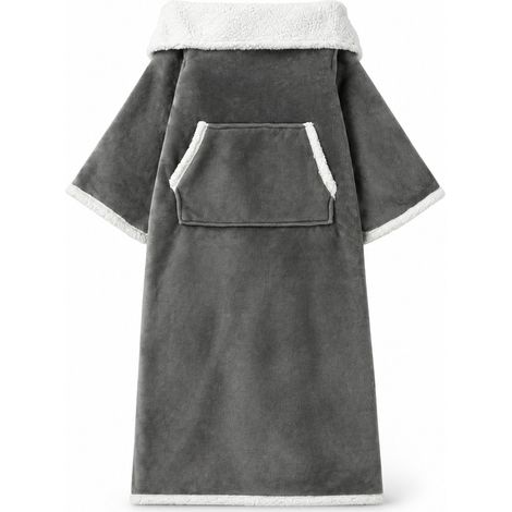 Couverture portable avec manches et poches, châle-couverture doux et chaud pour regarder la télévision. (1/5)