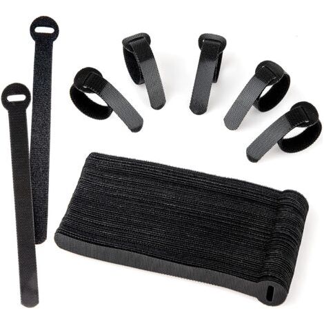 60 Pcs Réutilisables Attache Cable, Sangles Câble, Noir Scratch Serre Cable Pour Câbles Tv, Câbles Pc Et Organisation De Bureau (1/5)