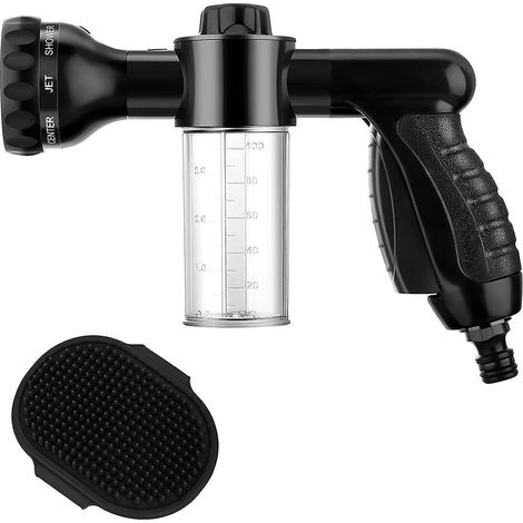 Ensemble de 2 accessoires de bain pour animaux comprenant un vaporisateur de mousse pour bétail et un peigne en caoutchouc pour chien. (1/5)