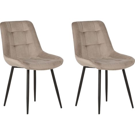 Esszimmerstuhl 2er Set MELROSE Samtstoff Taupe