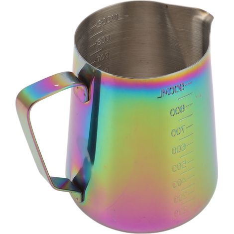 Mousseur à lait double échelle 304 acier inoxydable tasse à vapeur café pour latte art 900ML multicolore (1/5)