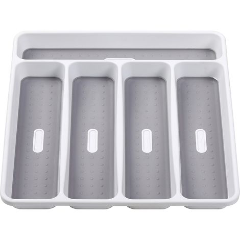Besteckkasten mit 5 Fächern, Aufbewahrungsschale für Messer und Gabeln aus Kunststoff (1/5)