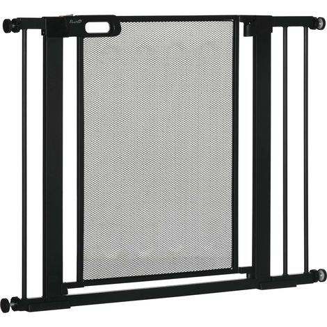 Sicherheitsgitter für Haustiere, automatischer Doppelverschluss, Breite 75–103 cm, schwarz
