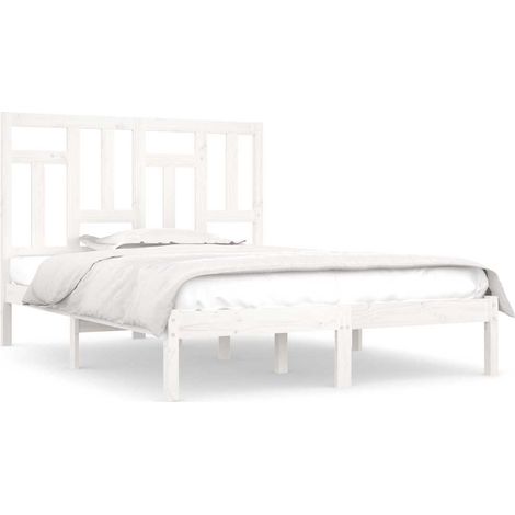 Maison Exclusive - Cadre de lit sans matelas blanc 140x190 cm bois de pin massif (1/5)