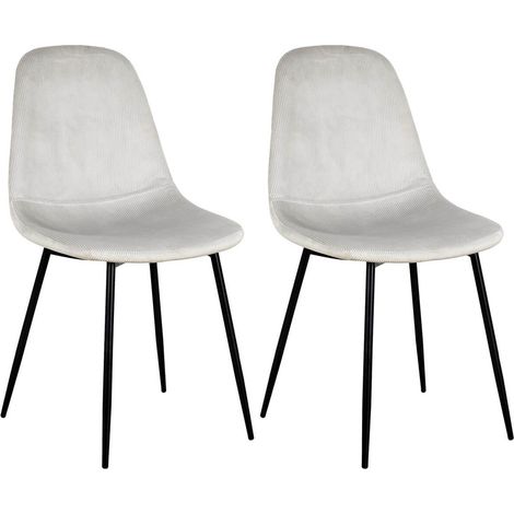 ALESSIA - Lot de 2 Chaises Velours Côtelé Gris Clair (1/5)