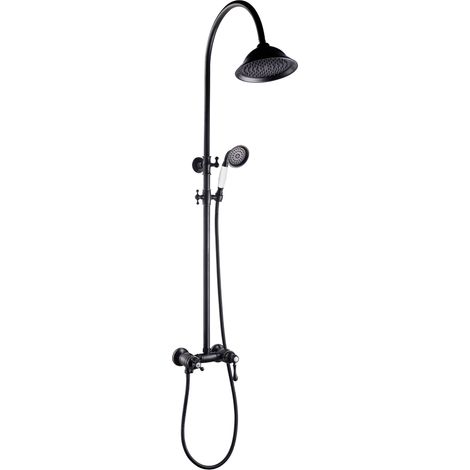 Essebagno Colonne de douche rétro mécanique Leeds noir vieilli