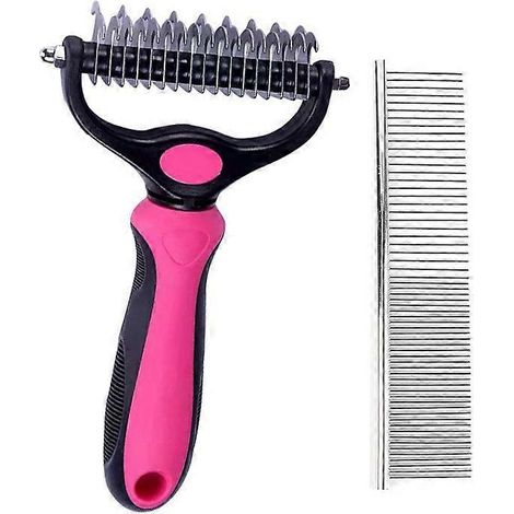Brosse pour chiens et chats à poils longs - Brosses de toilettage pour sous-poil, peigne et râteaux de toilettage professionnels pour chiens et chats, élimine les poils morts (1/5)