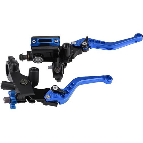Paire de leviers de frein et d'embrayage universels 7/8 pouces (22mm) pour maître-cylindre de moto - Bleu (1/5)