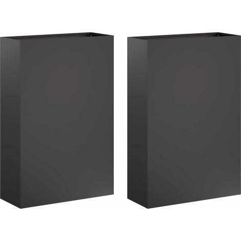 Garden Planter 2 pcs Black 50 x 20 x 75 cm Cold-rolled Steel vidaXL