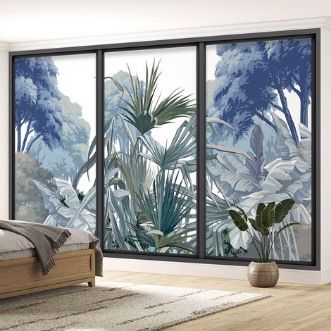 Papier peint panoramique Trompe l'oeil baie vitrée - Jungle - 130 cm x 78 cm (1/5)