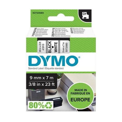 D1 Klebeband - 9 mm x 7 m, schwarz / weiß