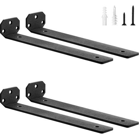 scicent Équerre Étagère Murale Métal Support Etagere 50KG Support Étagère Murale 5mm Équerre Étagère Noir 30 cm (1/4)