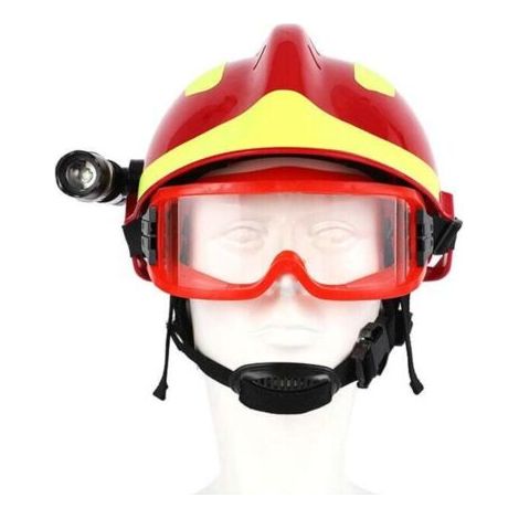 F2 emergency helmet, safety helmet for firefighters, fire protection helmet at the workplace, helmet with headlamp and safety glasses