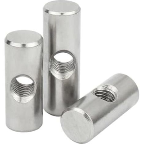 Jeu de 3 écrous cylindriques à trous croisés en acier inoxydable 304 Irovami (diamètre extérieur 10 mm, M6x28) (1/5)